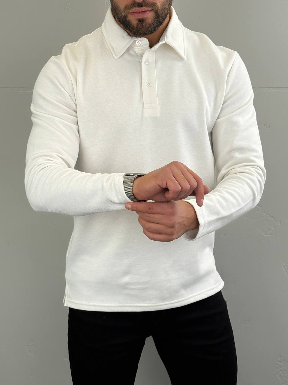 muska-majica-dugih-rukava-polo-bela-m1078-slika-3 Polo Majica dugi rukav - regular fit - Slika 9
