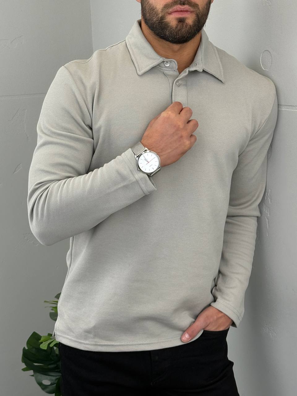 muska-majica-dugih-rukava-polo-svetlo-siva-m1078-slika-2 Polo Majica dugi rukav - regular fit - Slika 13