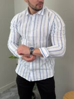 Lanena Košulja na Pruge K3553 - Slika 12
