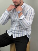 Lanena Košulja na Pruge K3553 - Slika 18