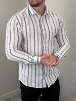 Lanena Košulja na Pruge K3553 - Slika 6