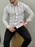 Lanena Košulja na Pruge K3553 - Slika 10