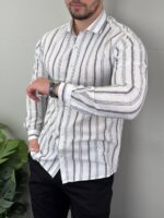 Lanena Košulja na Pruge K3553 - Slika 14