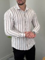 Lanena Košulja na Pruge K3553 - Slika 13