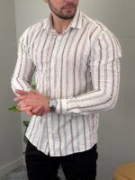 Lanena Košulja na Pruge K3553 - Slika 9