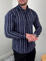 Lanena Košulja na Pruge K3553 - Slika 11