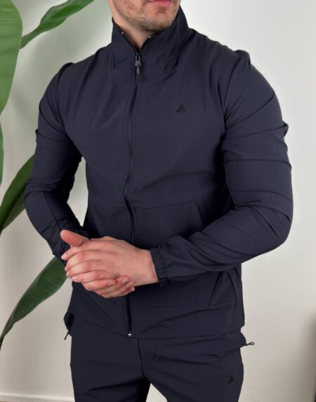 muška trenerka komplet crna zip jakna slim fit prednji pogled