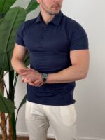 Muška polo majica teget boje sa kratkim rukavima